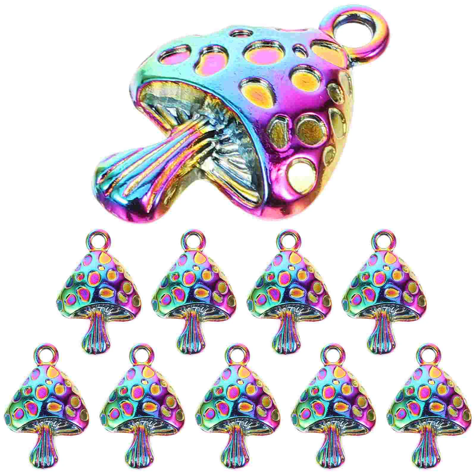 10 Pcs Mushroom Pendant Hanging Charm Charms Delicate Jewelry Alloy for Making Handcraft Supply Compact Necklace