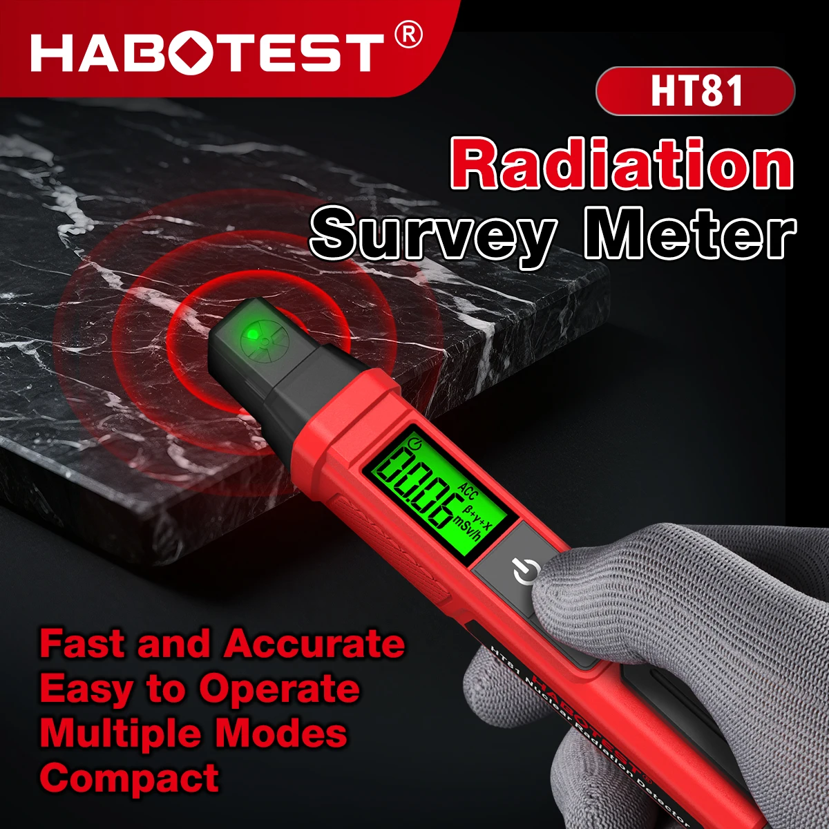 Portable Nuclear Radiation Detector β/y/x-ray Pen Geiger Counter Dosimeter For Uranium Ore Gem Marble Testing Radioactive Tester