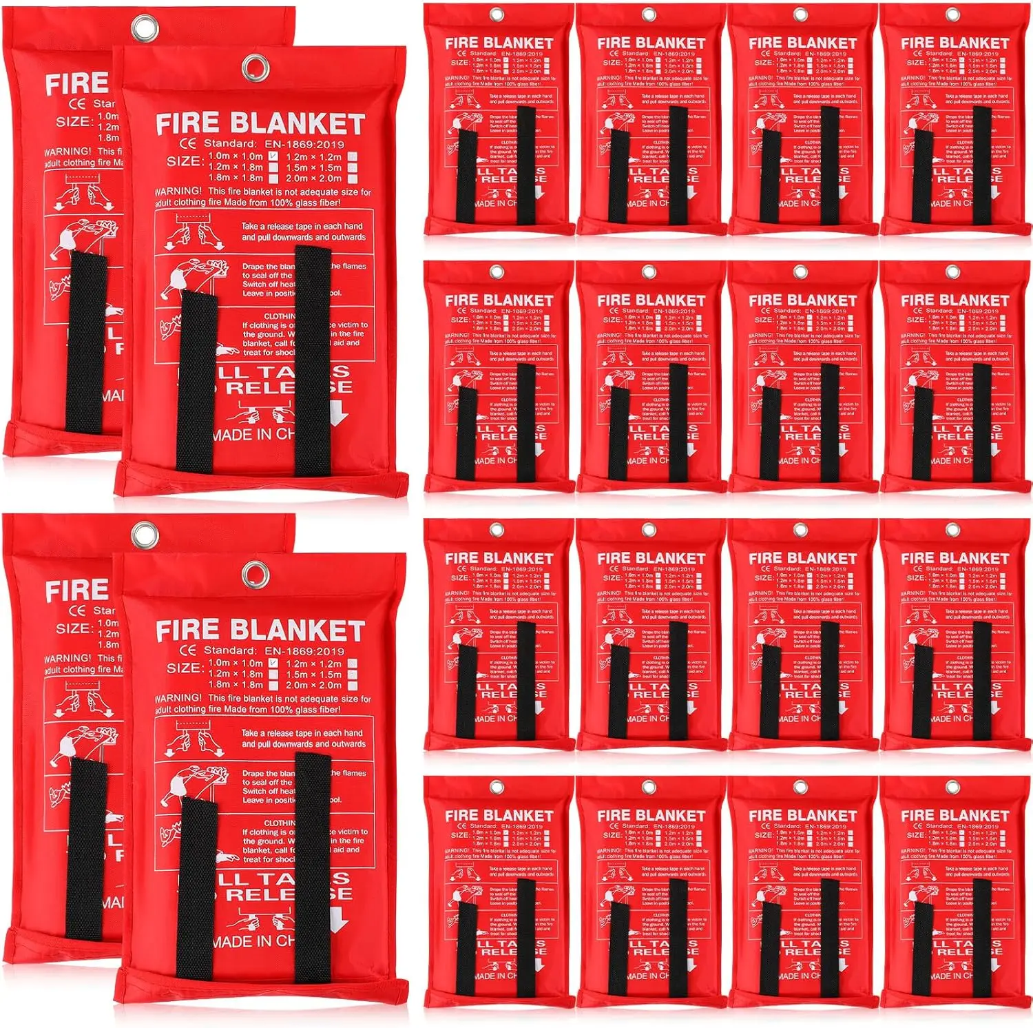 Fire Emergency Blanket for Home Kitchen, Survival Safety Flame Suppression Fiberglass Fireproof Retardant for Car Office Camping