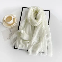 Solid Color Cotton and Linen Scarves Autumn Winter New Women's Retro Monochrome Medium Length Decorative Long Shawls Wholesale