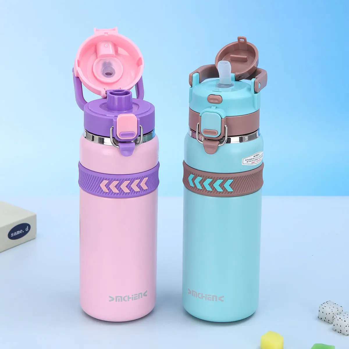 

Stainless Steel Insulated Water Bottle for Students, Stylish Handheld Sports Water Bottle, Portable Jump Straw Cup