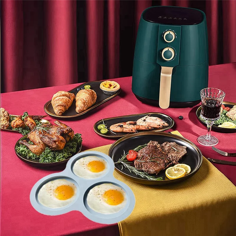 

YHYS 4 шт. силиконовая аэрофритюрница форма для яиц многоразовая аэрофритюрница форма для яиц, антипригарная форма для выпечки фритюрницы 3 полости силикон