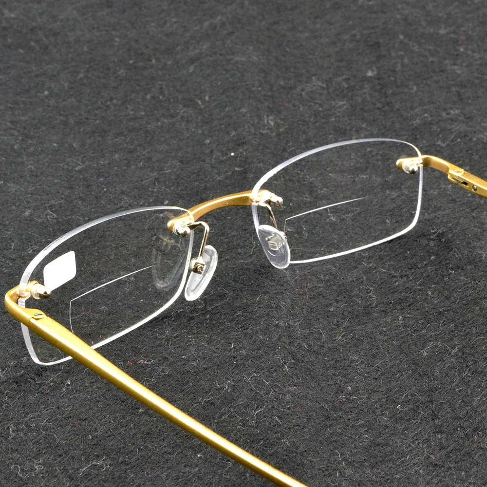 

Gold Aluminium Magnesium Rigid Bifocal Rimless Men Reading Glasses +1 +1.5 +2 +2.5 +3 +3.5 +4