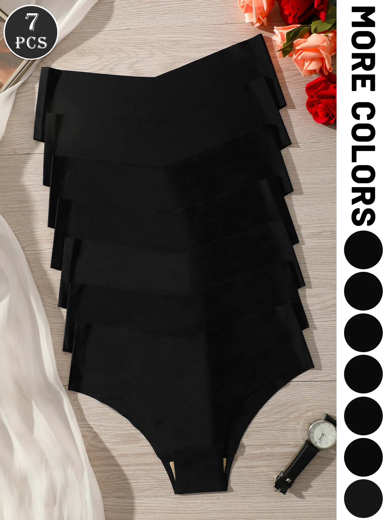 7pcs/set Women's Seamless Solid Color Triangle Panties