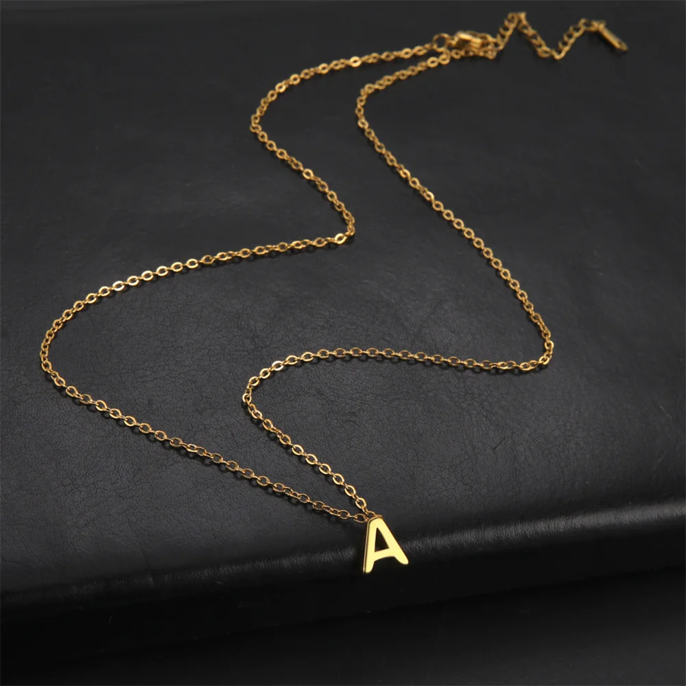 Initialen-Halsketten A-Z für Damen, Elegante Ketten, Choker, 26 Buchstaben-Anhänger, Edelstahl-Schmuck, Collier Femme – Detail 20
