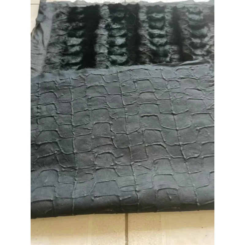 

Mink Fur Patchwork Black Grey Fur and Leather Integrated Mink Fur Mattress Material for Mink Lining Seat Cushion