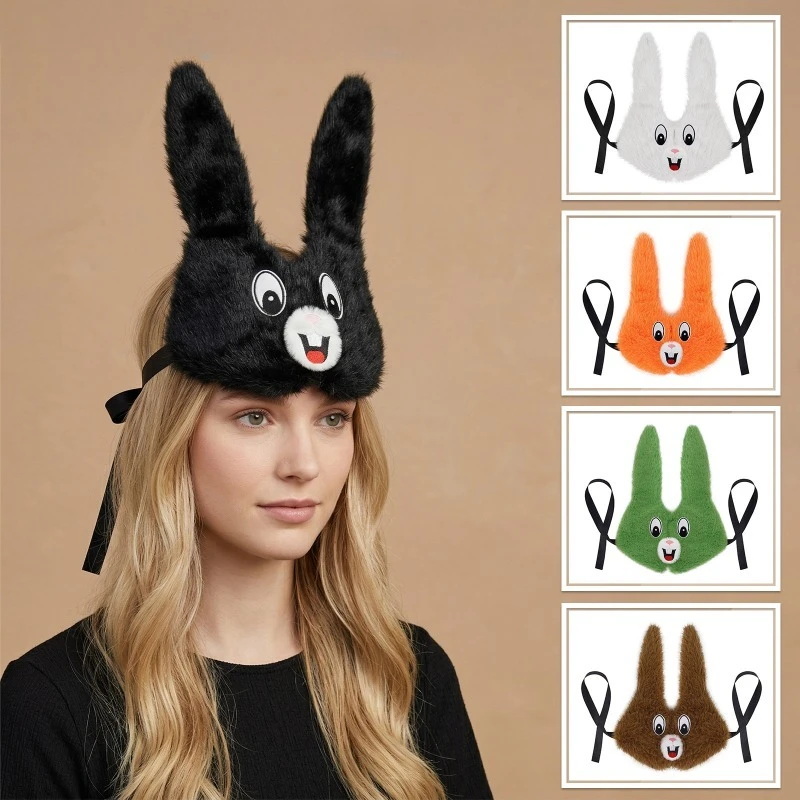 

Cartoon Rabbit Headband Eye Mask Bunny Headwear Masquerade Ball Cosplay Easter Dress Up for Women Men Theme Party