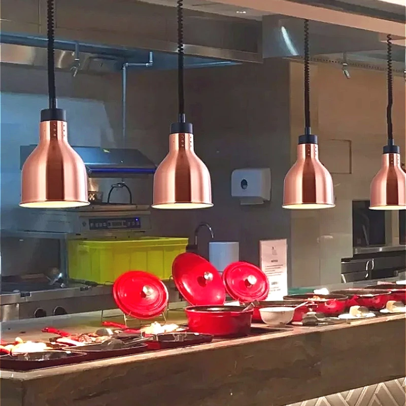 

Retro Metal Food Heating Lamp Liftable with Switch Buffet Restaurant Hotel Supermarket Home Food Warming Ceiling Chandelier