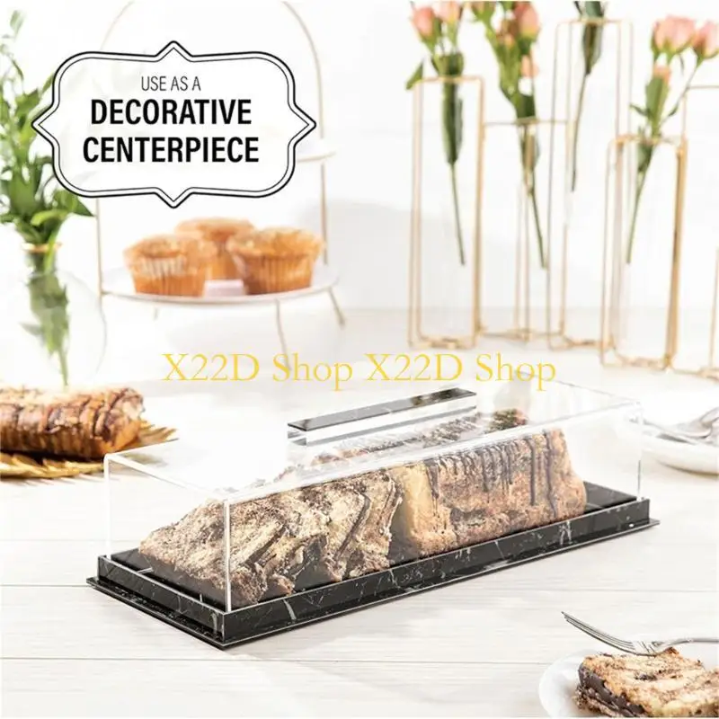 

X22D Acrylic Rectangular Cake Display Container Fashion Cake Tray with Cover Suitable for Wedding and Birthday Celebration
