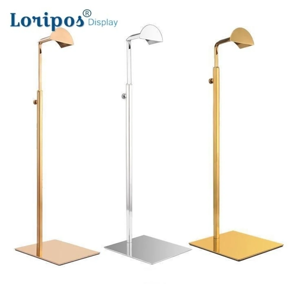 

Hanging Handbag Hat Display Desk Wig Hook Bracket Stand Table Cap Hanger Rack Floor Landing Shelf Metal