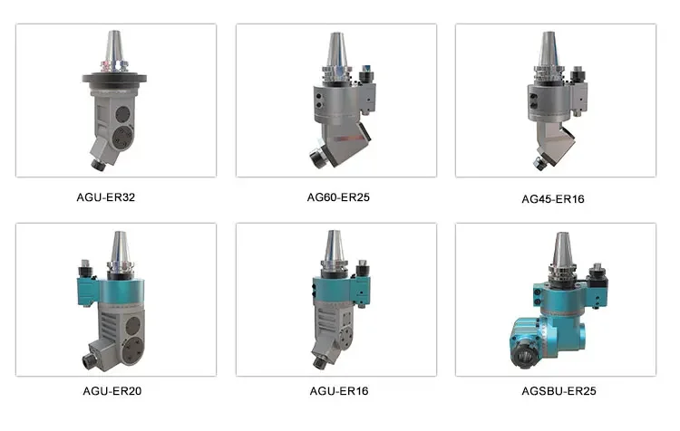 

AGS90-ER20*2 BT30 BT40 HSK CAT Cnc 90 Degree Right Angle Milling Head Angle Head Cutting Machines for CNC