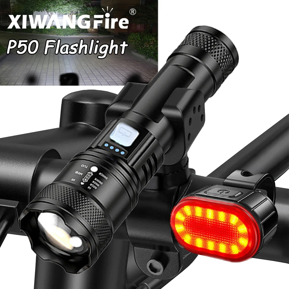 2000LM Bicycle Front Light Bright Bike Led Zoom Flashlight Bicycle Lantern USB Rechargeable MTB Bike Rear Lamp for Cycling