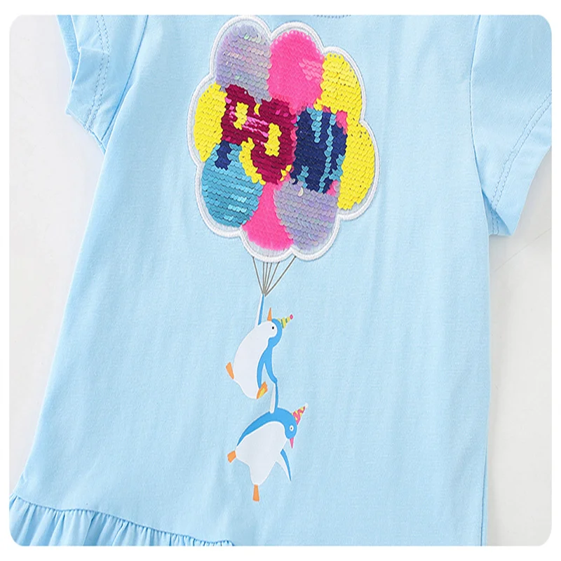 Jumping Meters 2-7T New Arrival Cotton Girls Tees Beading Summer Toddler Clothes Kids Tops Children\'s Tshirts
