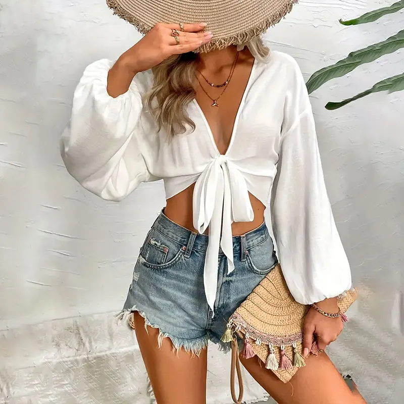 Sexy Beach Cover Up Women BIKINI Swimsuit T-shirt White Suit  Beachwear Shirts Long Sleeve Female