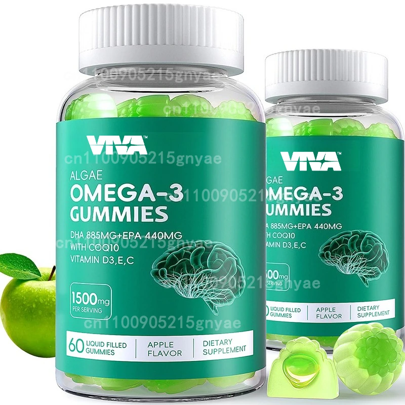 Omega 3 Gummies, Containing Omega 6, 7, 9, DHA, and EPA - Sugar Free Supplements for The Brain, Heart, Eyes, and Immune System