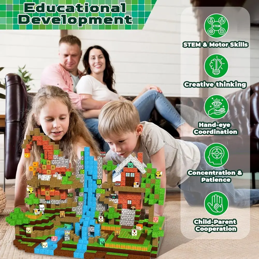 Conjunto de blocos de construção magnéticos – 300 peças para crianças de 3 anos ou mais, presente ideal para meninos e meninas, brinquedos de construção magnéticos para criativo