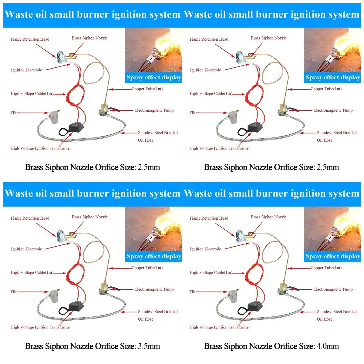 High Quality Complete Oil Burner System Flame Rings Ceramic Ignition Needle Waste Oil Nozzle Heavy-Duty Waste Oil Burner System