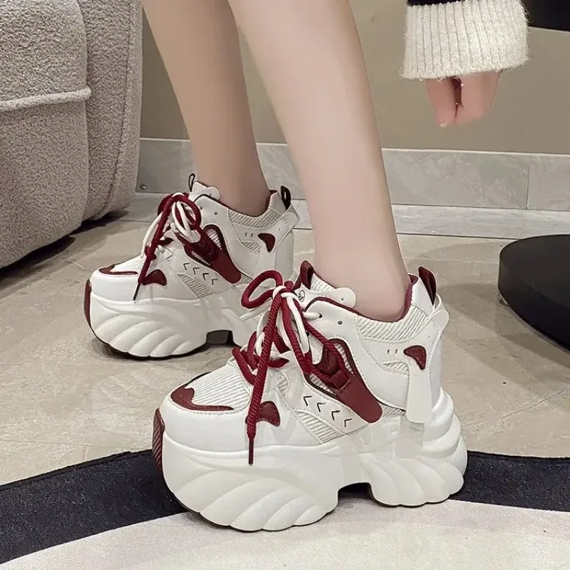 

11CM Women's Shoes Fashion Lace Chunky Sneakers Comfort Ventilate Casual Shoes for Woman Luxury Designer Shoes Zapatillas Mujer