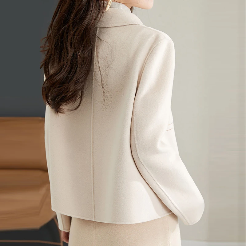 2023 Autumn/Winter New Fashion Korean Edition Slim and Casual Solid Woolen Coat for Women  tweed jacket