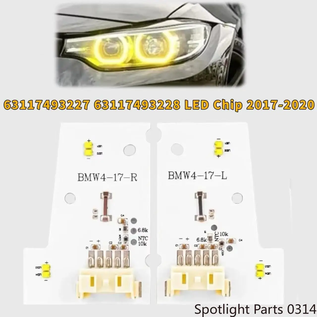 

63117493227 63117493228 Yellow Angel Eyes Board For BMW 4 Series F32 F33 F36 M4 2017 2018 2019 2020 DRL LED Chip Car Accessories