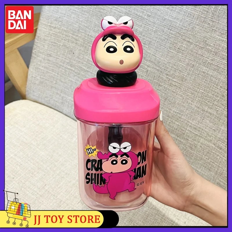 Anime Crayon Shin Chan Plastic Cup Water Cup Straw Cup Summer Large Capacity Mixing Cup Student Children'S Peripheral Product