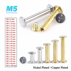 M5 Chicago Binding Screws Nickel/Copper Plated Phillip Head Rivet Assembly Bolt for Book Binding DIY Leather Craft 6mm-100mm