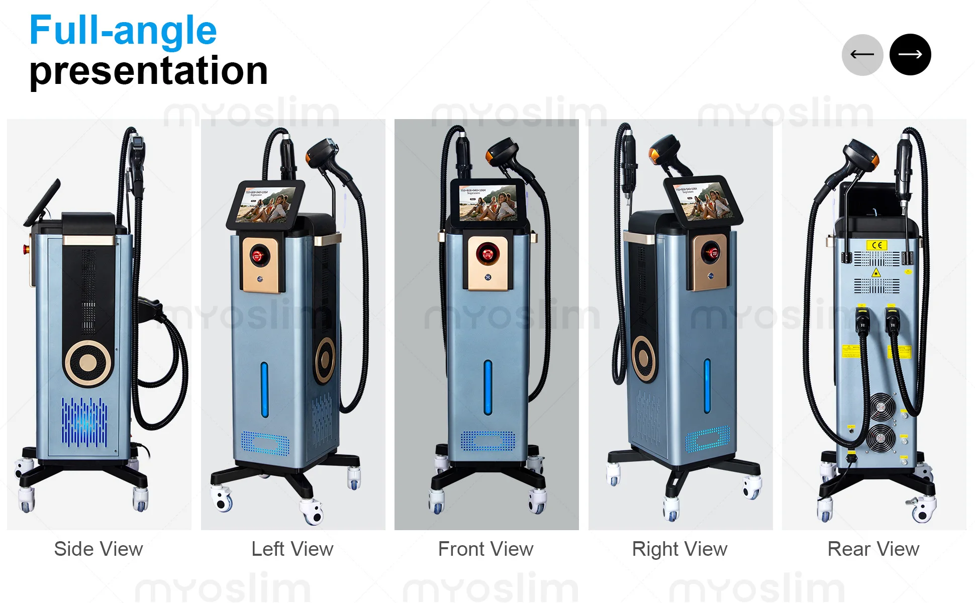 Diode Hair Removal 4 Wavelengths Pico Tattoo Removal Machine 755nm FAC Collimation Ice Cooling System Foldable Touch