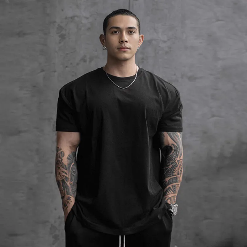 Loose Fit Mens Short Sleeve Tshirt American Cuffed Sleeve Breathable Stretchy Muscle Gym Workout Shirt