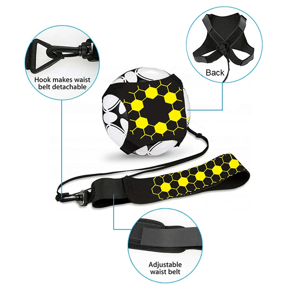 Alat Latihan Sepak Bola/Bola Voli/Rugby, Latihan Tendangan dan Lemparan Solo, Alat Bantu Latihan Kontrol Keterampilan, Sabuk Pinggang yang Dapat Disesuaikan untuk Anak-Anak