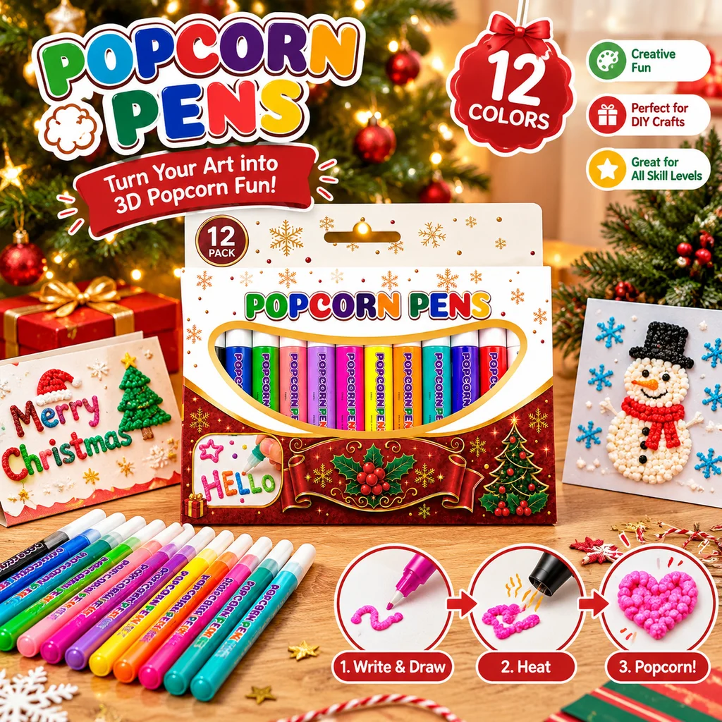12 Colours Puffy Paint Pens Christmas Craft Pens 3D Puff Effect DIY Art Markers for Greeting Cards Journals Holiday Crafts