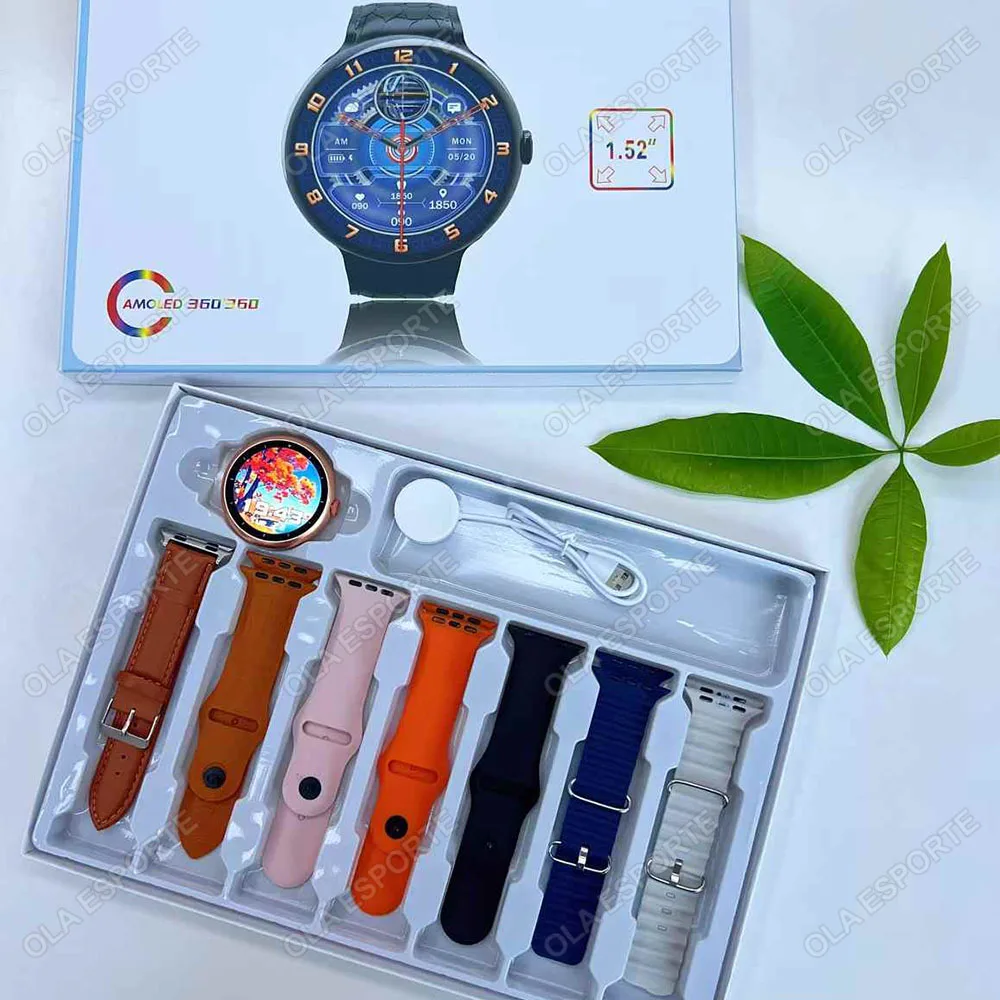 

+7 Straps Smartwatch 1.52 Inch Touch Screen Answer Call GPS Fitness Tracker Heart Rate Monitor Wireless Charging Smart Watch Men