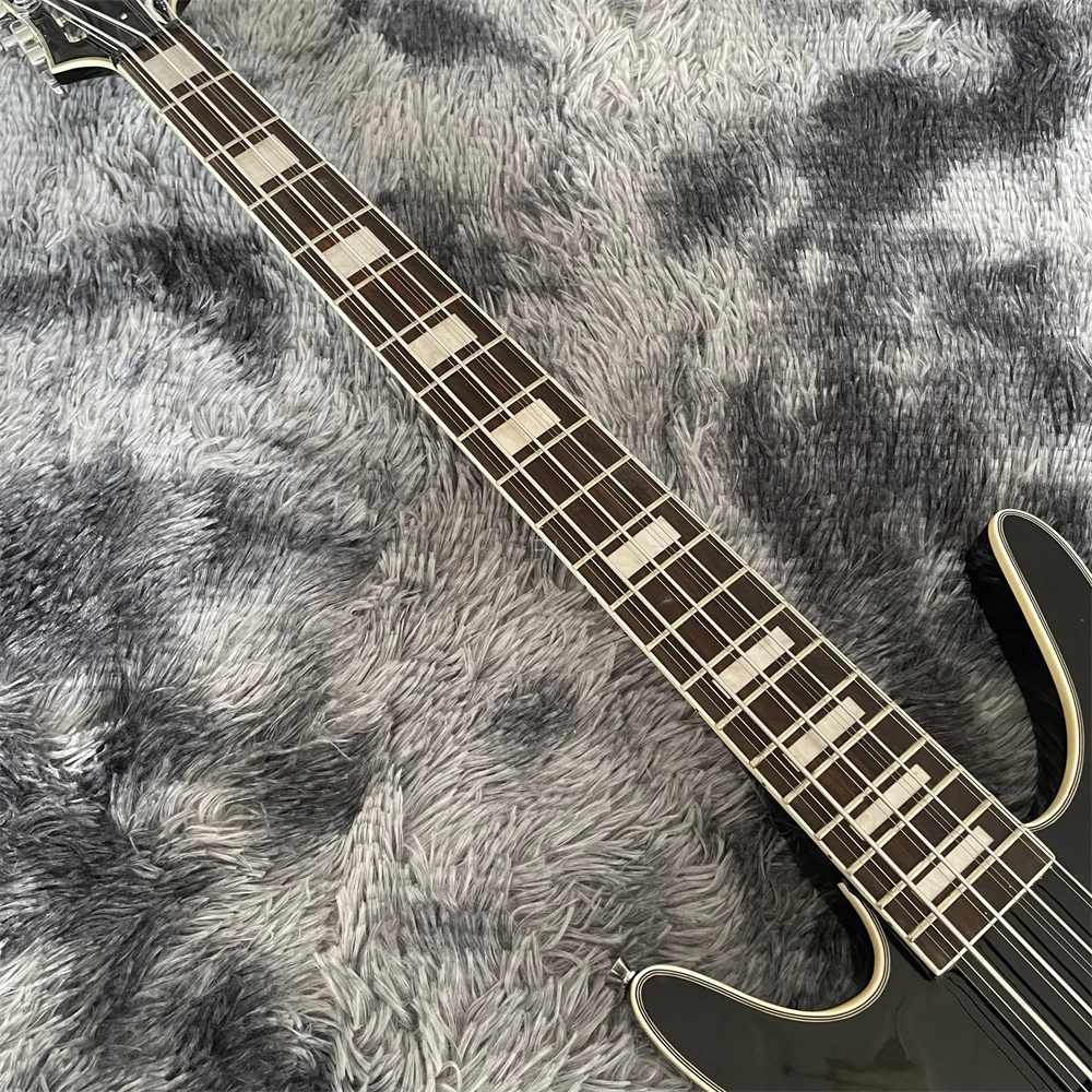 Factory Custom Electric Bass 10 String Bass Black Body Rosewood Fingerboard Closed Pickup Silver Hardware