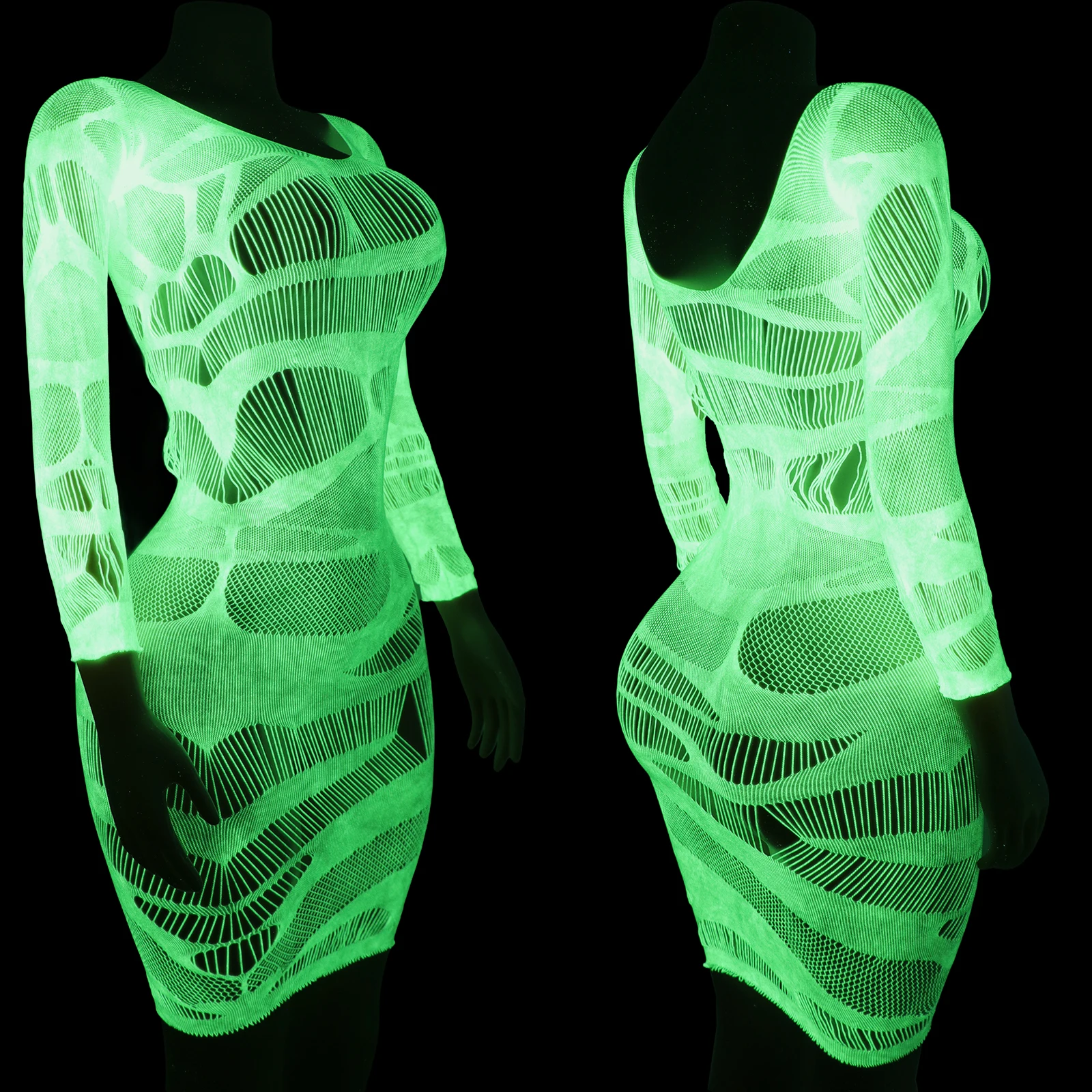 Sexy Club Dance Wear Fishnet Fluorescent Underwear Halloween Outfits Exotic Performance Apparel Nightlife Stage Costumes