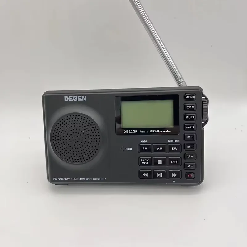 Degen DE1129 FM MW SW 4GB versión china y inglesa portátil inteligente multifuncional LED radio estéreo DSP receptor MP3