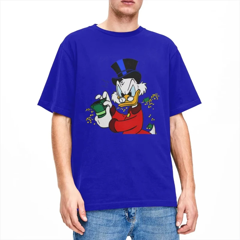 2025 البخيل McDuck تي شيرت الشاطئ الجمالية تي شيرت القطن الخالص تي شيرت على طراز هاراجوكو الرجال قصيرة الأكمام عادية الرياضة الراحة