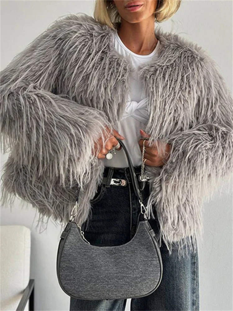 

Tossy Female Tassel Fur Feather Outwear Sexy Loose Long Sleeve Cardigan Commute Streetwear Winter Women's 2025 V-Neck Coat New