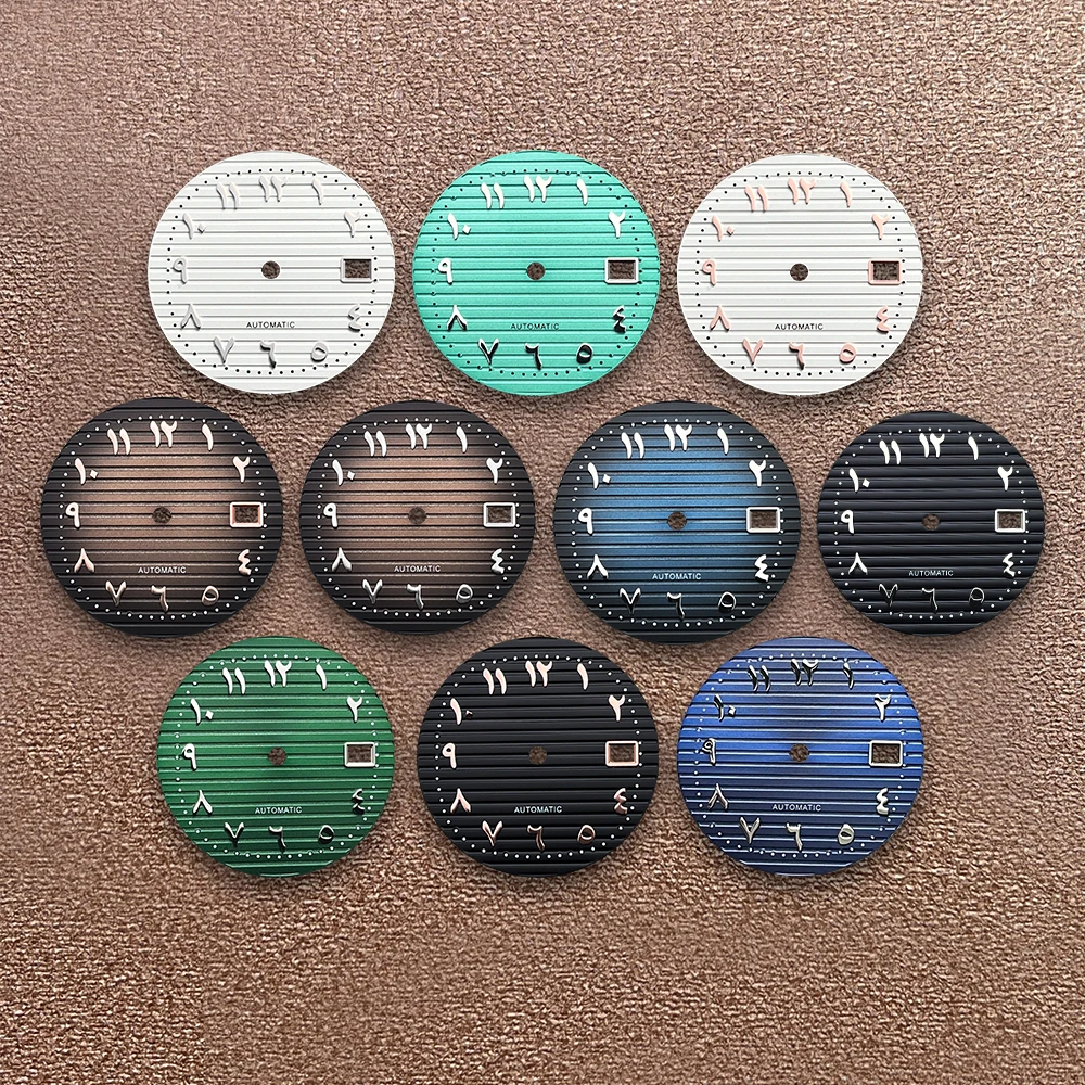 Esfera árabe con logotipo S de 30,5mm compatible con movimiento NH35/NH36/4R/7S, accesorios de modificación de reloj con esfera a rayas