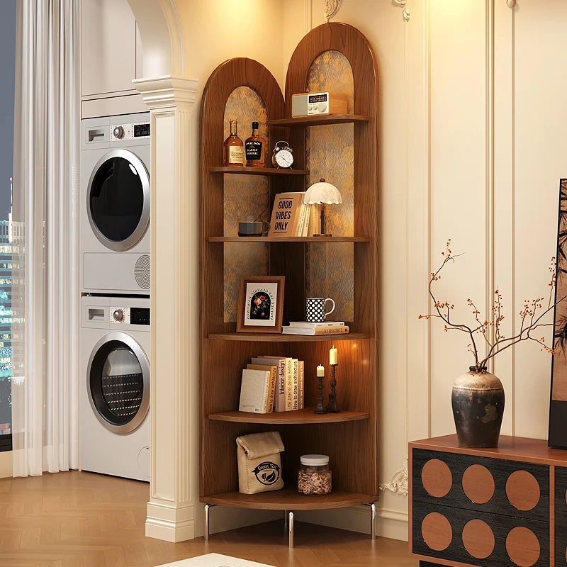 

Fuzhong antique solid wood corner cabinet, living room, sofa side corner triangle falling storage bookshelf, bedroom against the