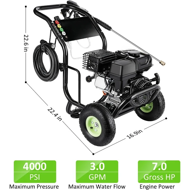 4000PSI Pressure Washer 3.0GPM Gas Power Washer 209CC Gas Powered Washing Machine Commercial High Pressure Washer