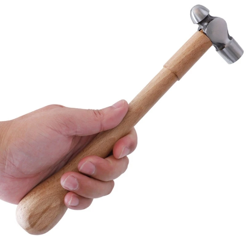 Ball Peen Hammer with Wooden Handle Heavy Duty Metalworking Hammer for Household Workshop Metal Forming Repairing Rivet