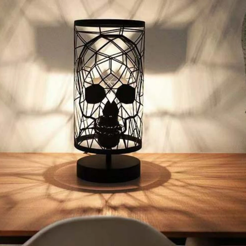 

Easter Halloween Skull Head USB Iron Table Lamp Home Decor Bedroom Bedside Holiday Atmosphere Touch Night Light led desk lamp