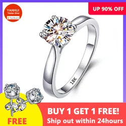 With Certified Luxury 18K White Gold Filled Round 2 Carat Zircon Diamant Ring Bride Wedding Band Women Accessories Gift Jewelry