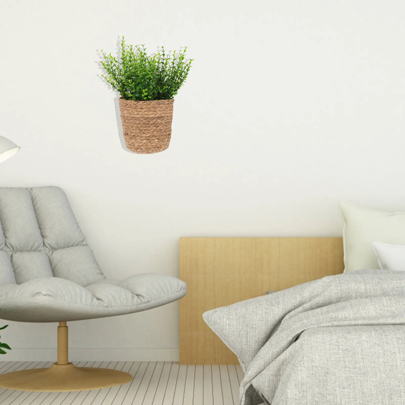 

Multi-Functional Hand-Woven Straw Storage Baskets Wall-Mounted Flower Hanging Organizer Bedroom Bathroom Office Decor Sea Grass