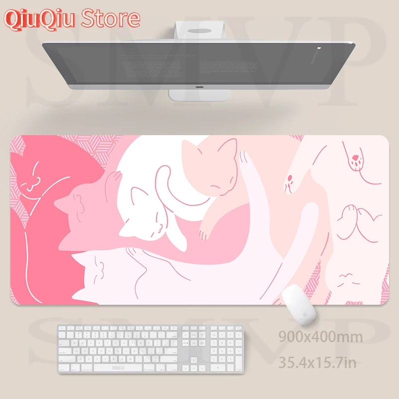 Pink Cat Gaming Mousepad Desk Mat Gamer Mouse Pad Large Mouse Mat Desk Pad Keyboard Mat Design Table Rug