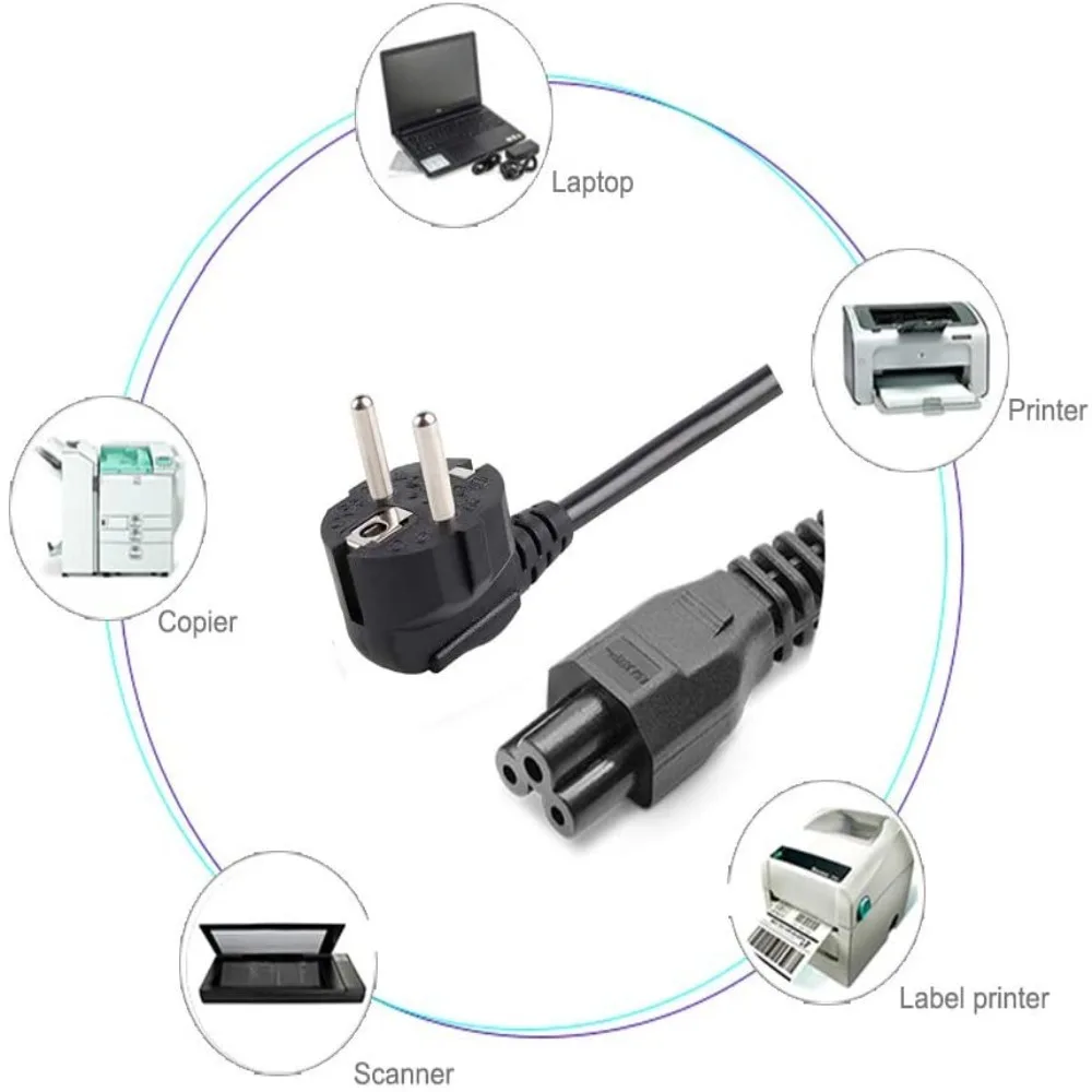 European Standard 3-pin Plum Blossom Tail Power Adapter Cord Power Supply Adapter Cord Power Supply Wire Laptop Charging Cable