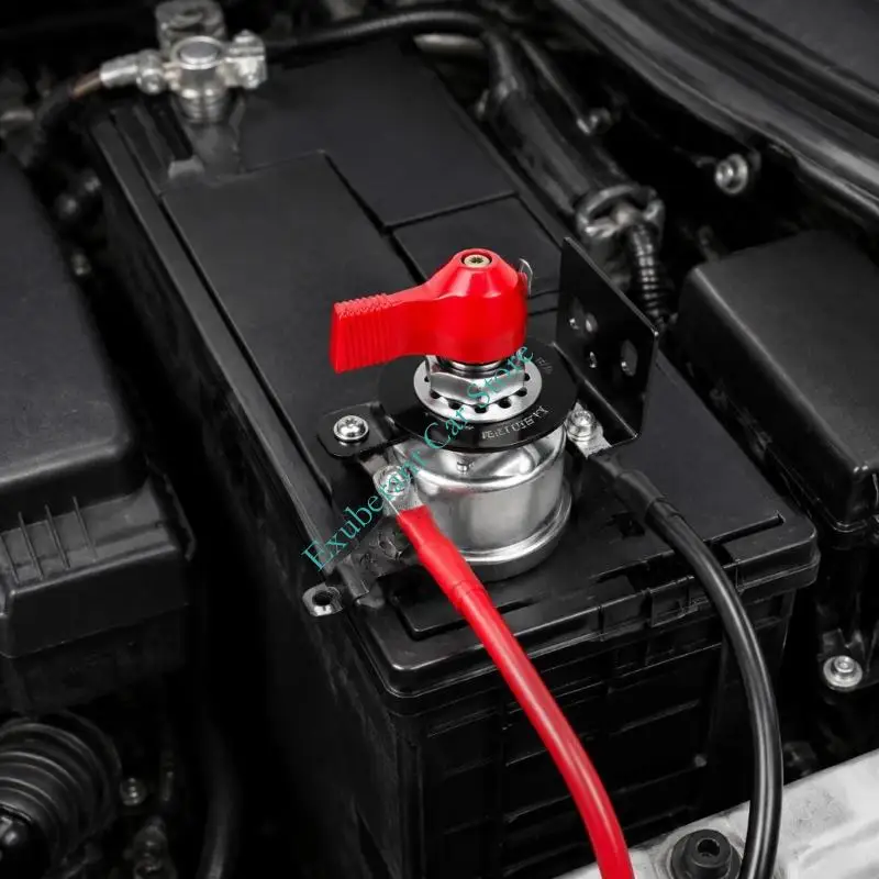 12V 200A Battery Disconnect with Manual Control, Mounting Bracket and Terminated Cables for Storage or Circuit Service