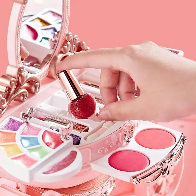 Waschbar Make-Up Kit Mit Led Und Musik Für Mädchen Pretend Spielen Cosplay Werkzeug Echten Make-Up Prinzessin Geschenk Spielen Make-Up Spielzeug für Mädchen