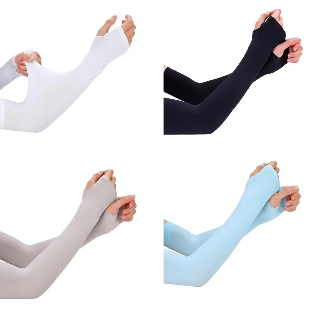 Zomer Ijs Zijde Lange Mouwen Anti-Zonnebrand Arm Cover Mannen Vrouwen Manchet Nieuwe Coole Handmouwen Anti-uv Fietsarm Mouw Vingerloos