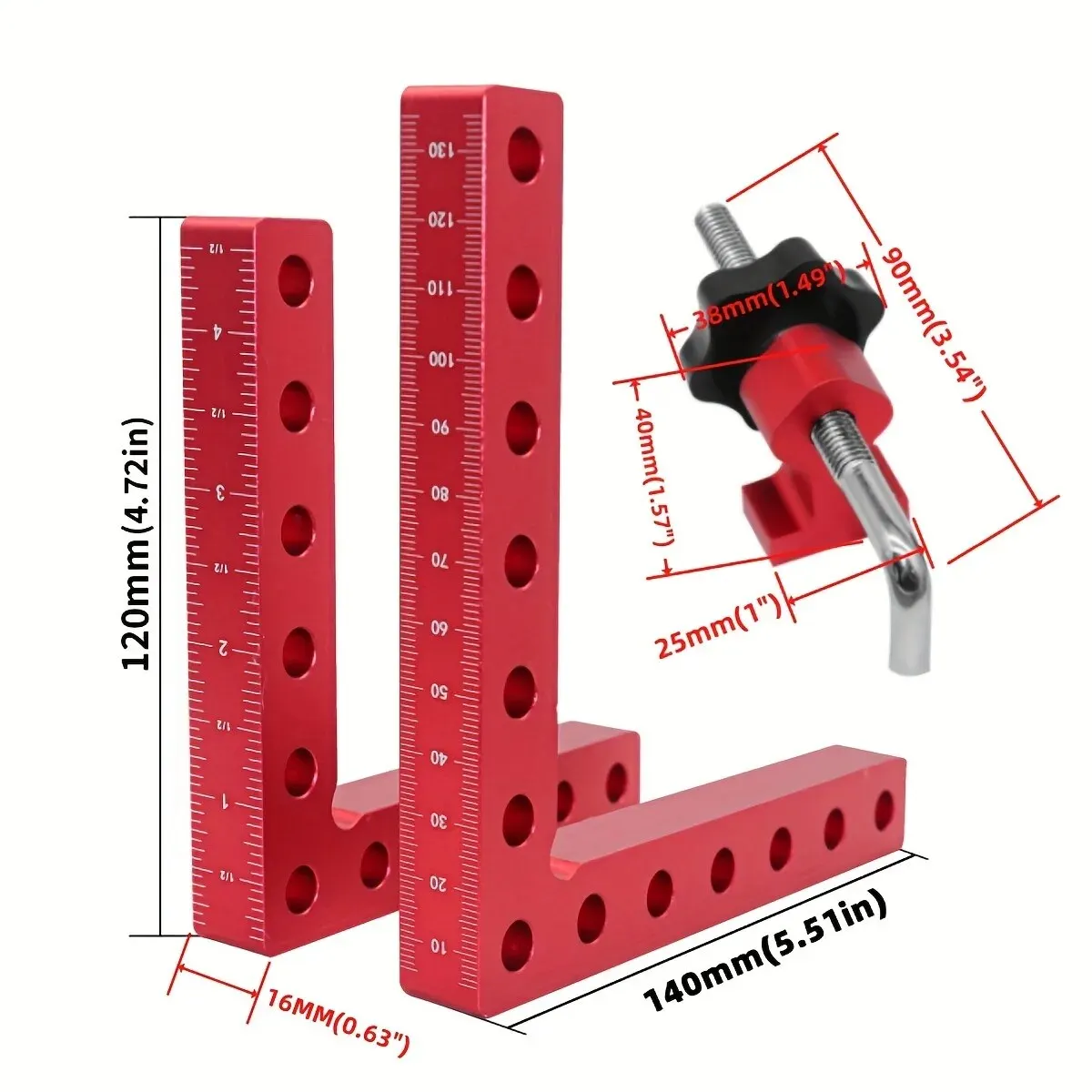 1 Set 90 Degree Positioning Squares Right Angle Clamps - Aluminum Alloy Fixing Clip Woodworking Corner Clamping Square Tool