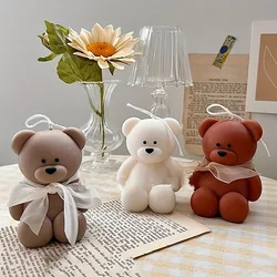 3D Cute Cartoon Bear Silicone Candle Mold DIY Mini Bear Scented Candle Plaster Home Decoration Tool